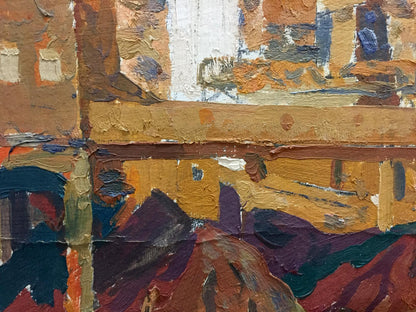 Abstract oil painting of building complex by Kostenko Anatoly Alexandrovich