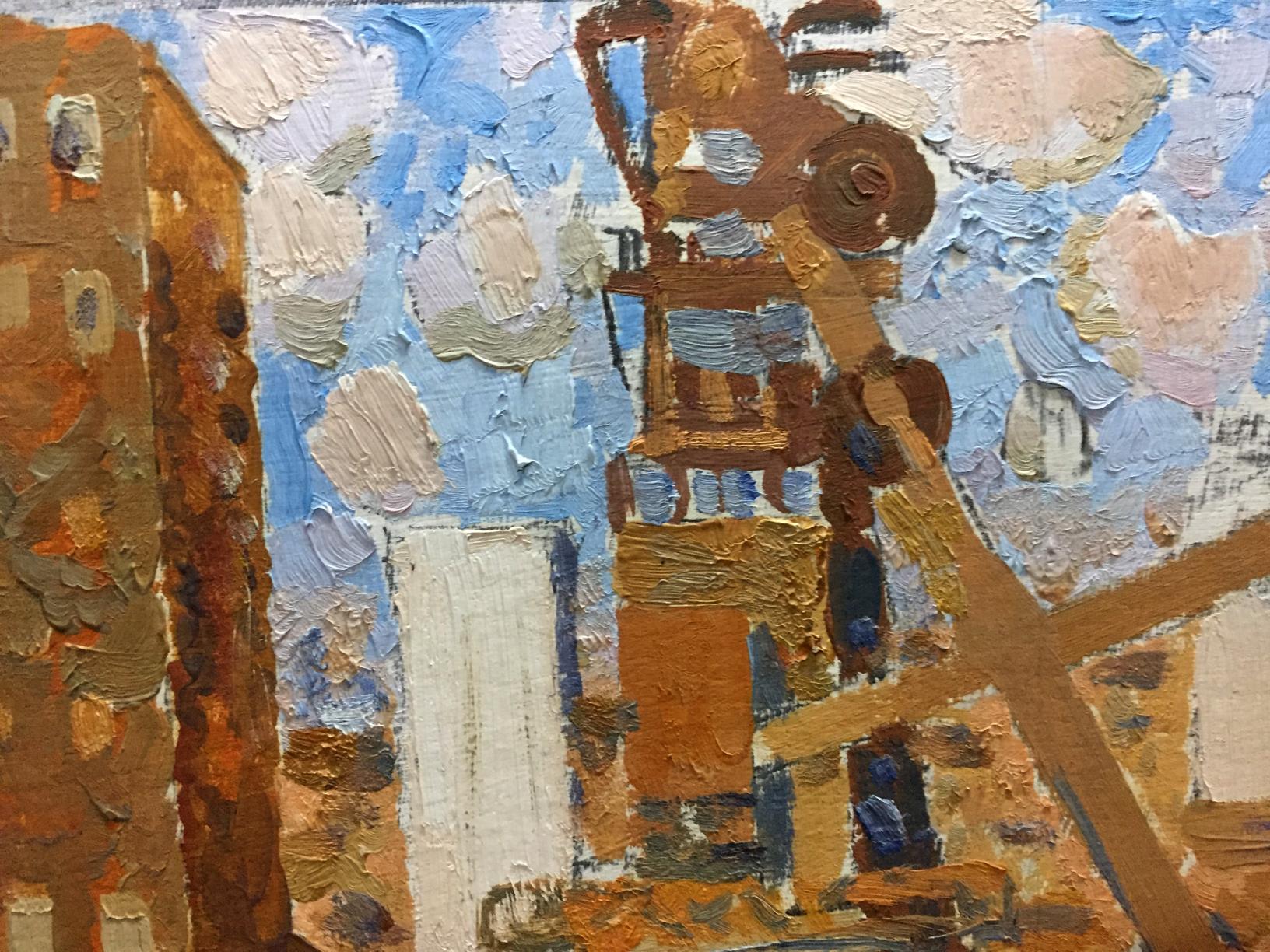 Rusty industrial crane oil painting by Kostenko Anatoly Alexandrovich