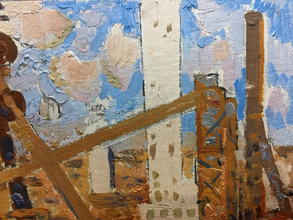 Textured oil painting of building complex by Kostenko Anatoly Alexandrovich