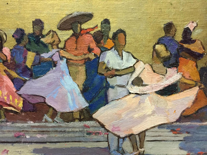Vibrant oil painting Ball by Konstantin Ivanovich Pokulity street scene