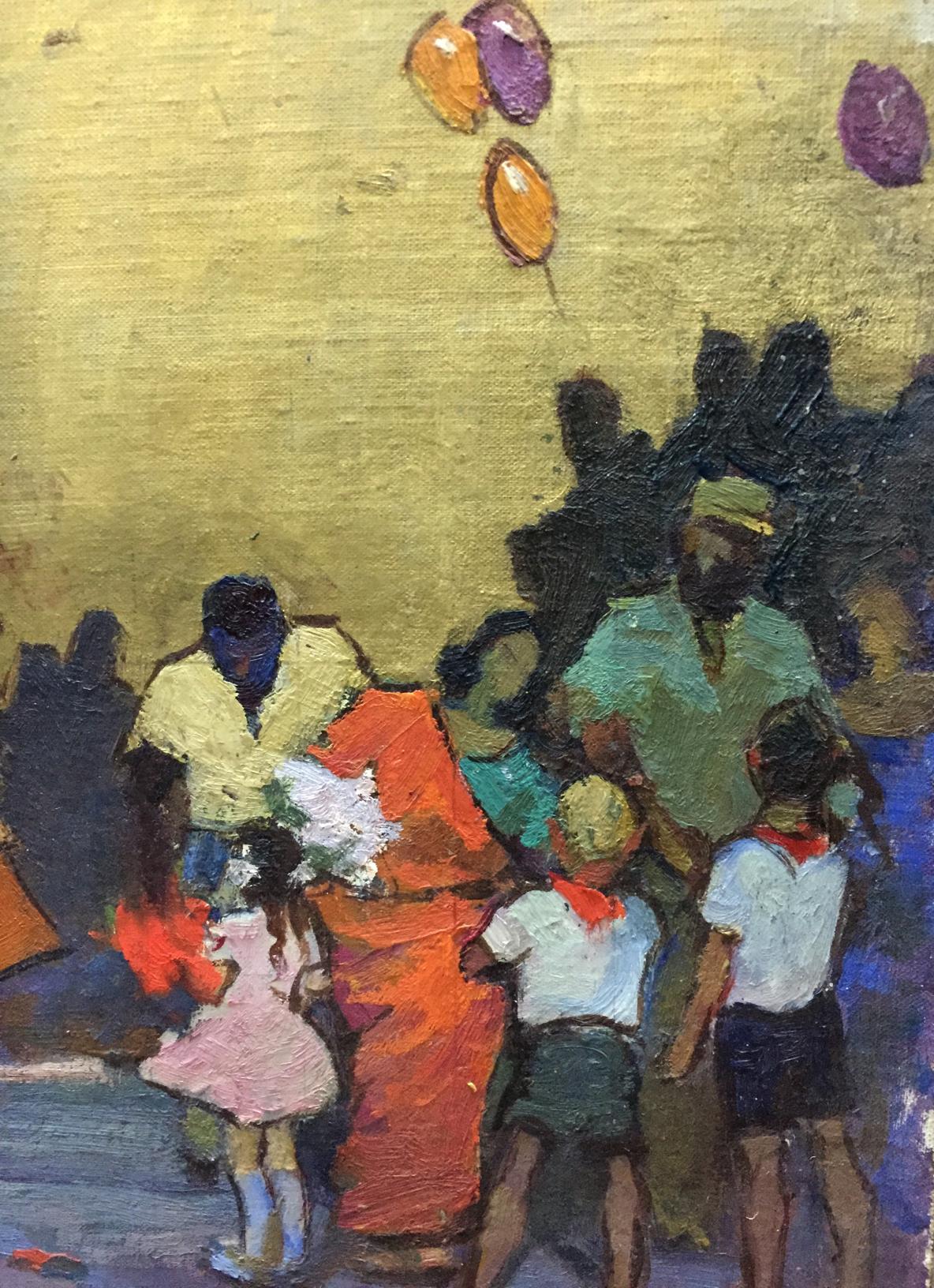 Oil painting Ball by Konstantin Ivanovich Pokulity with balloons