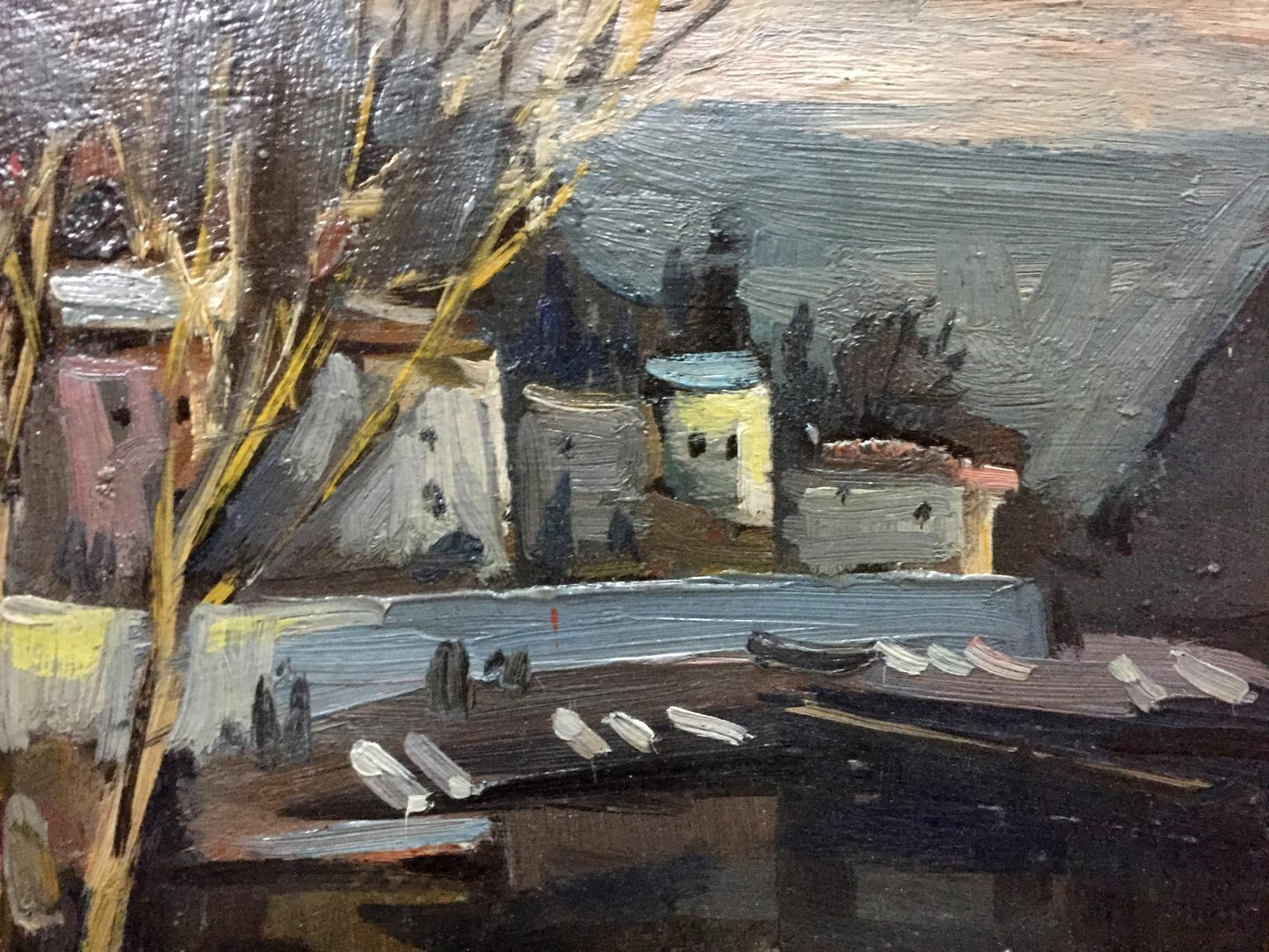 Oil painting of village scene by Karelin Vyacheslav Dmitrievich