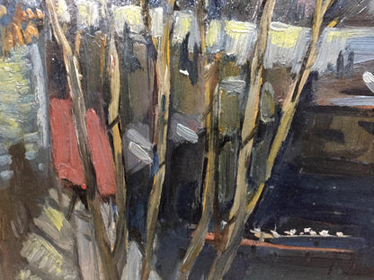 Oil painting of tall trees by Karelin Vyacheslav Dmitrievich