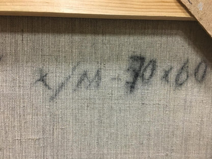 Textured dark gray woven fabric back of Smirnov Valentin Sergeevich oil painting