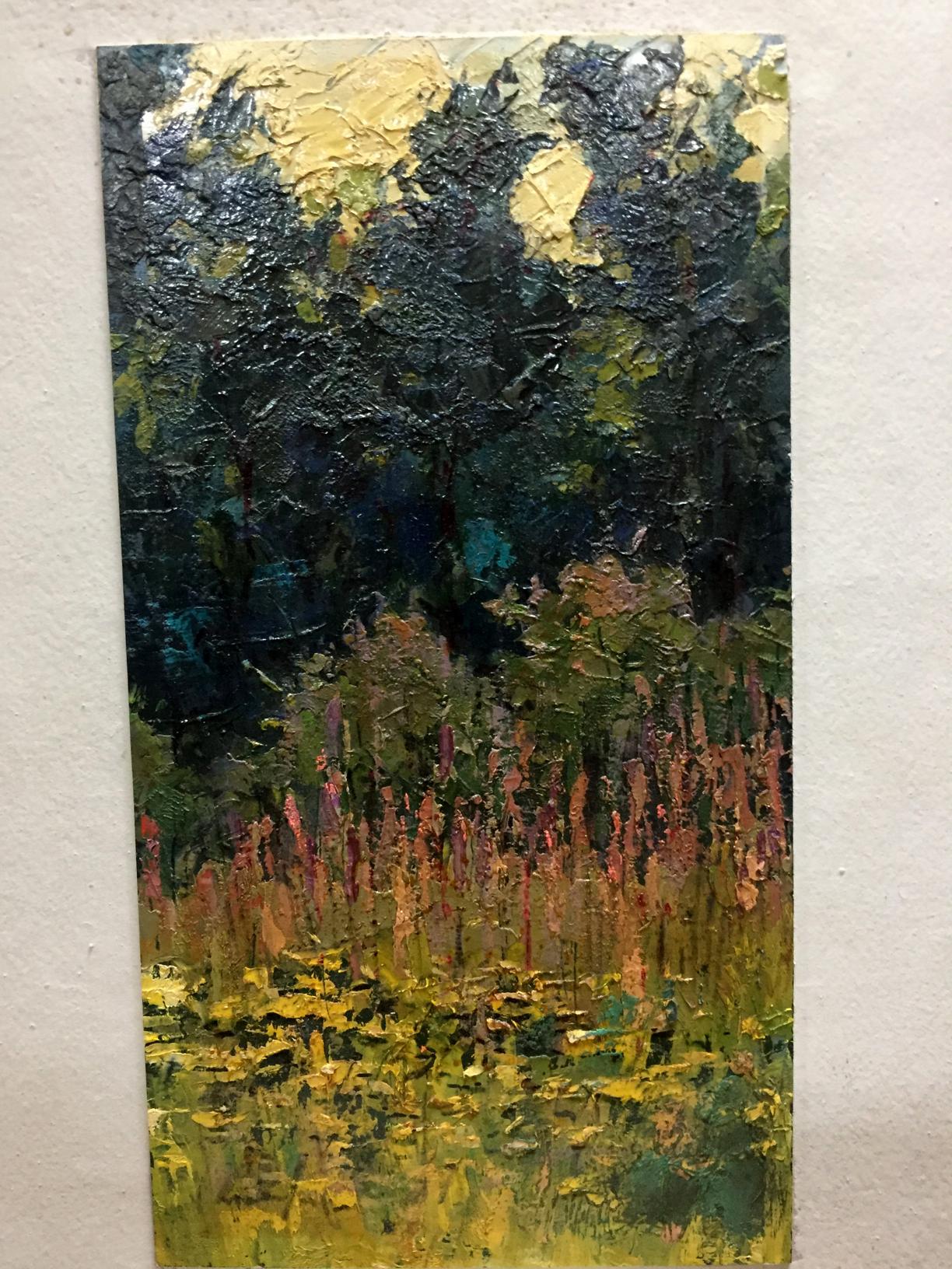 Oil painting Tropics Constantinople by Adolf Markovich: dark forest and golden sky