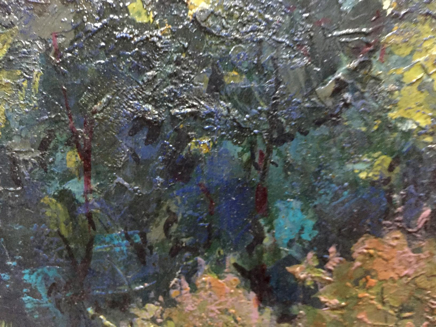 Oil painting Tropics Constantinople by Adolf Markovich, impasto blues and greens