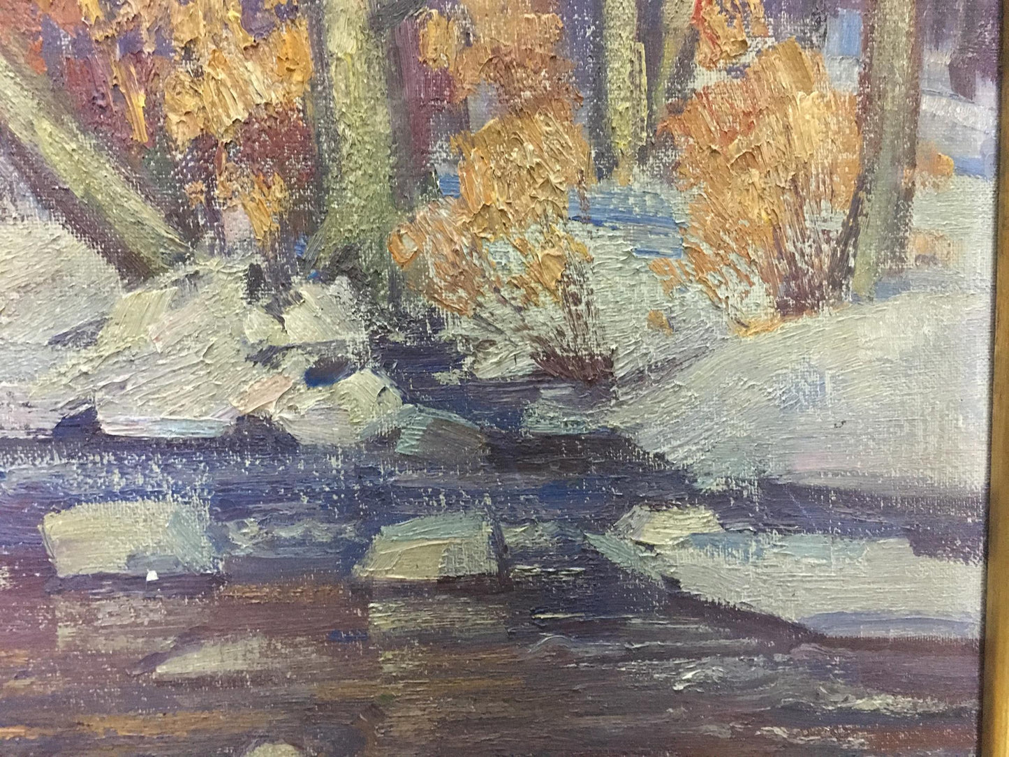 Oil painting End of winter by Gabda Vasily Georgievich, textured winter forest scene