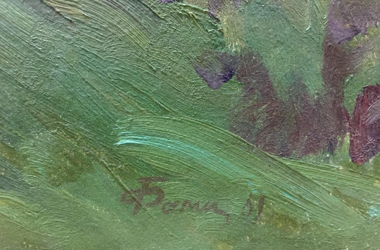 Oil painting Rural life by Fomin Anatoly Nikiforovich textured green brushstrokes