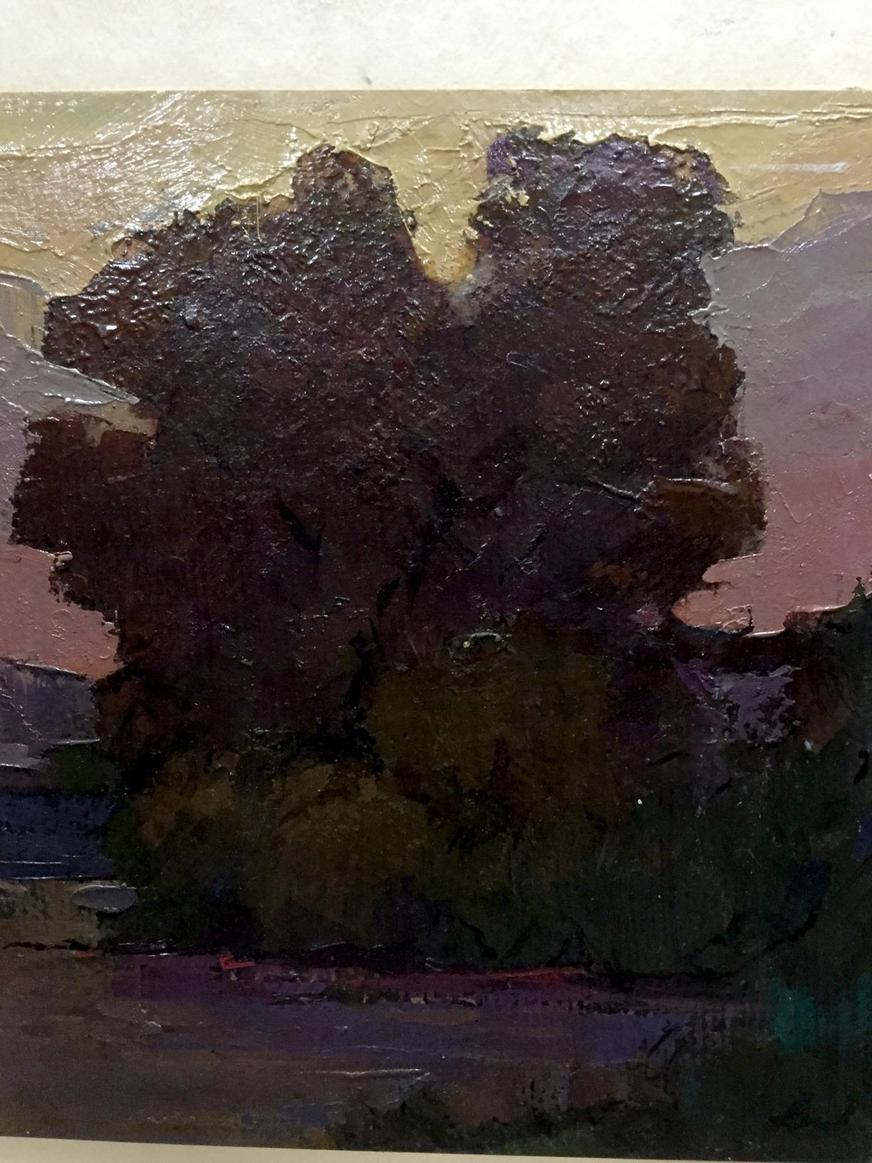 Oil painting Late evening Constantinople by Adolf Markovich textured tree sky