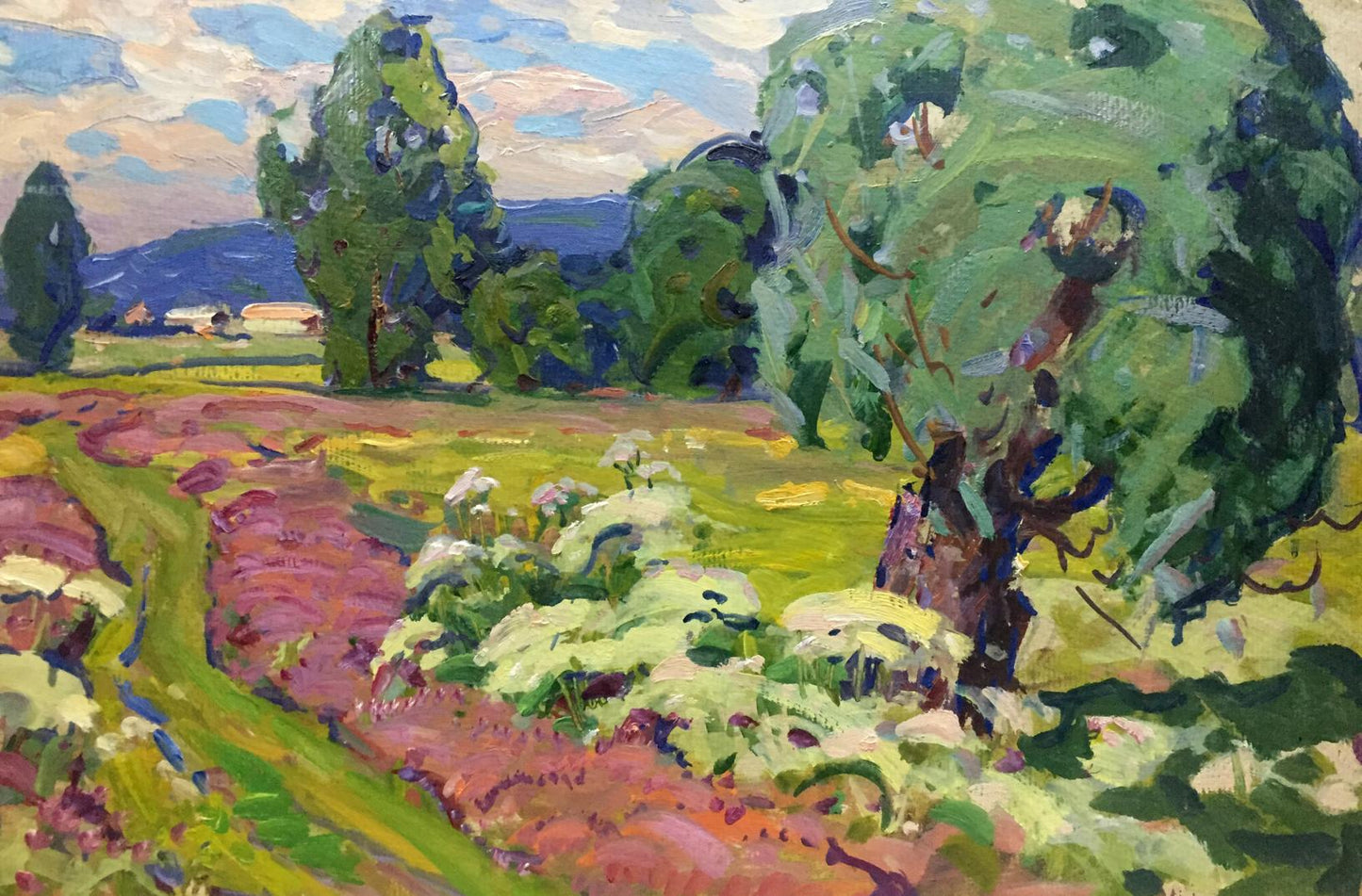 Vibrant impressionist oil painting Path to the forest by Georgy Sergeevich Kolosovsky