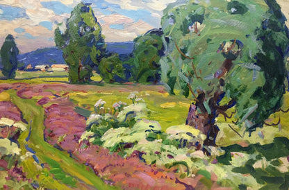 Vibrant impressionist oil painting Path to the forest by Georgy Sergeevich Kolosovsky