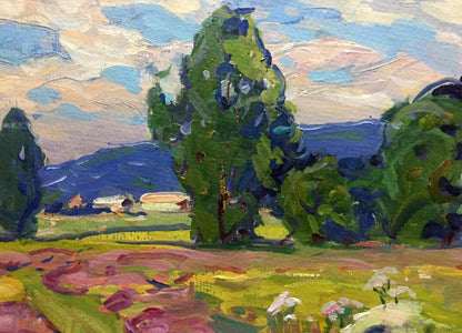 Vibrant impressionist oil painting Path to the forest by Georgy Sergeevich Kolosovsky