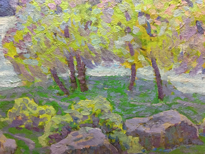 Vibrant impressionist oil painting Spring in Kherson region by Grigory Savelievich Ruban