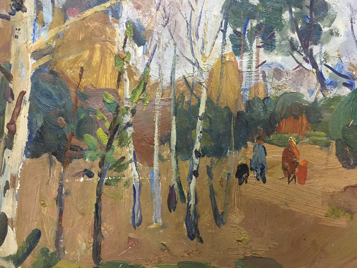 Oil painting Autumn in a birch forest by Moses Gantman