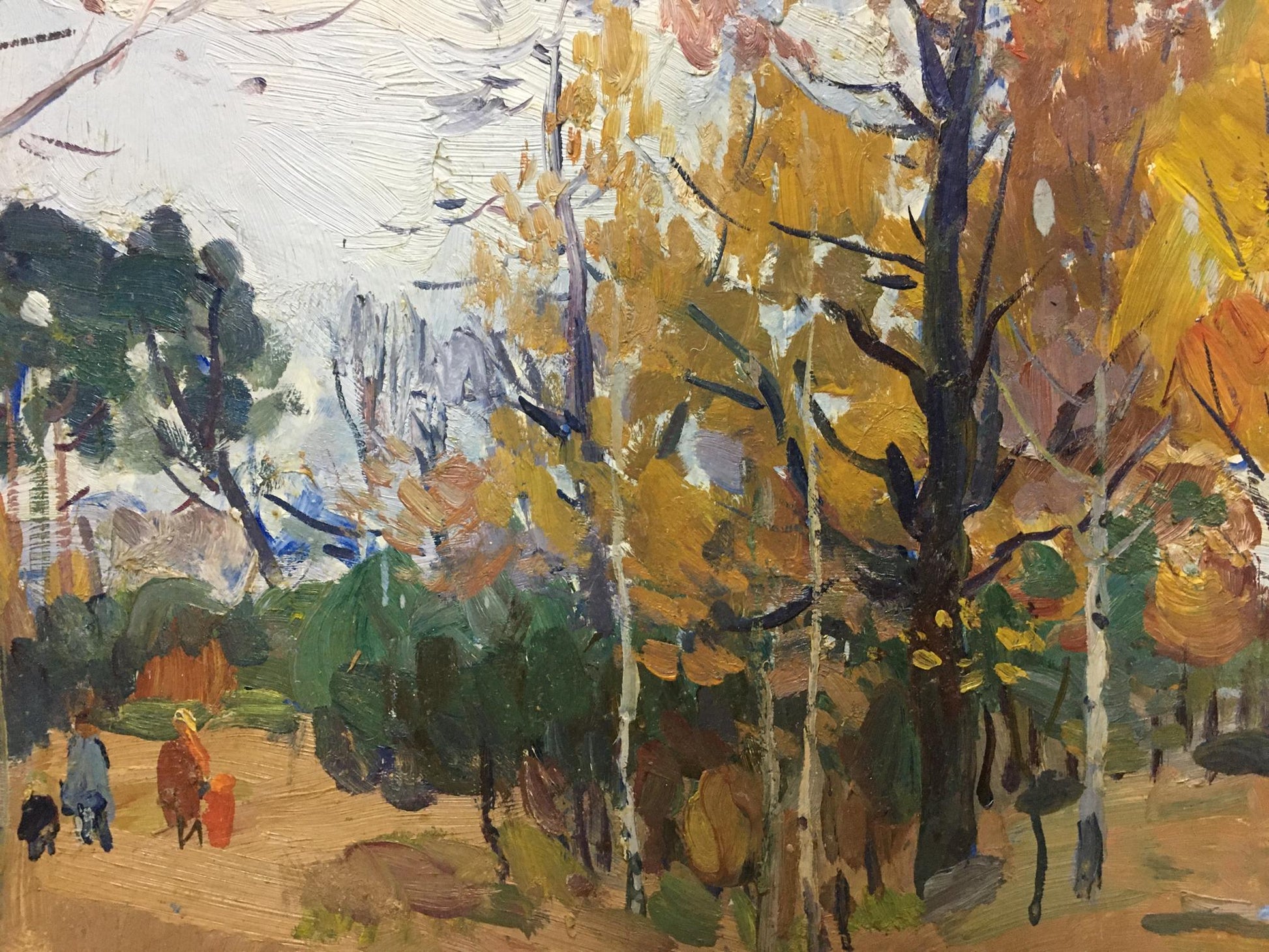 Oil painting Autumn in a birch forest by Moses Gantman