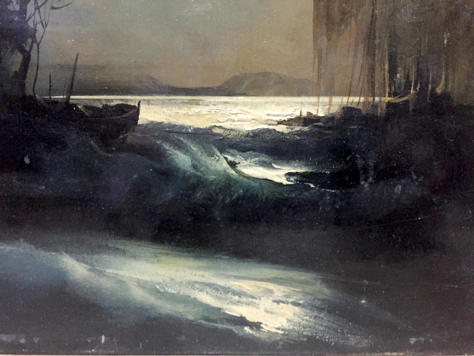 Muted oil painting Night on the beach by Zebek Vladimir Evgenievich
