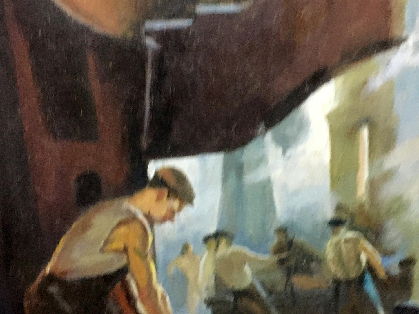 Oil painting Factory everyday life Vl. Tverdokhleb: painterly man in brown cap