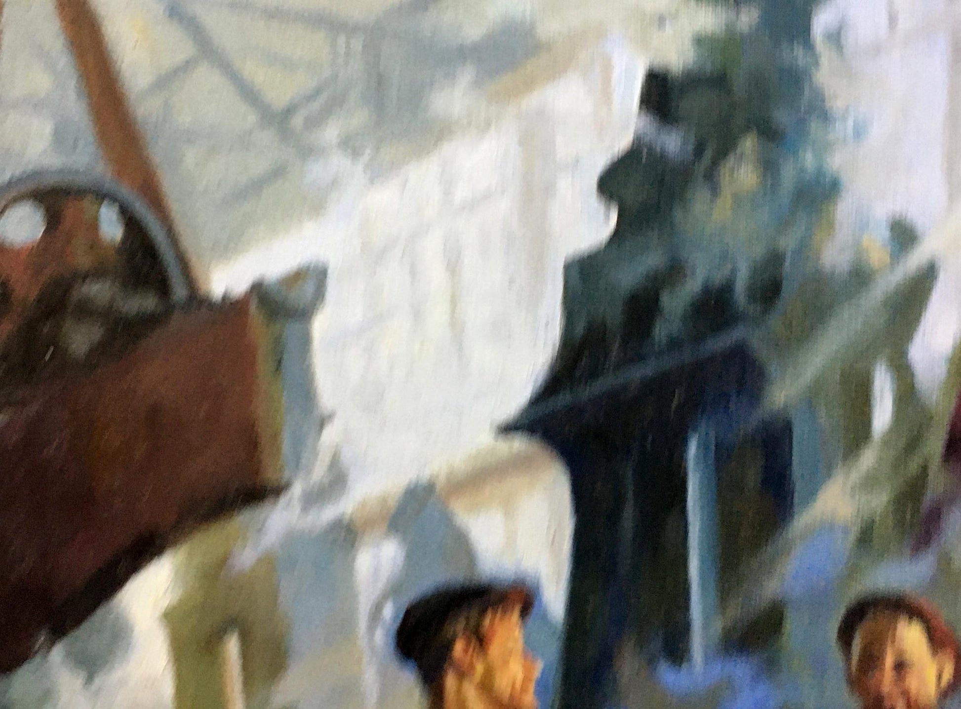 Oil painting Factory everyday life Vl. Tverdokhleb: rustic wheel and stone structures