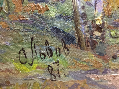 Back of textured oil painting Cable by Lvov Sergey Sergeyevich with signature and date