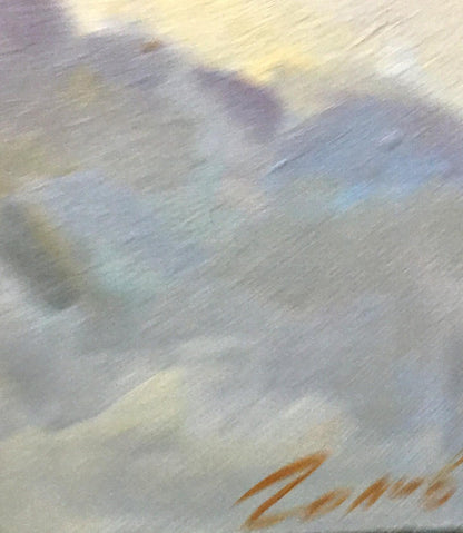 Oil painting Portrait of a girl Golovina R. with pastel clouds