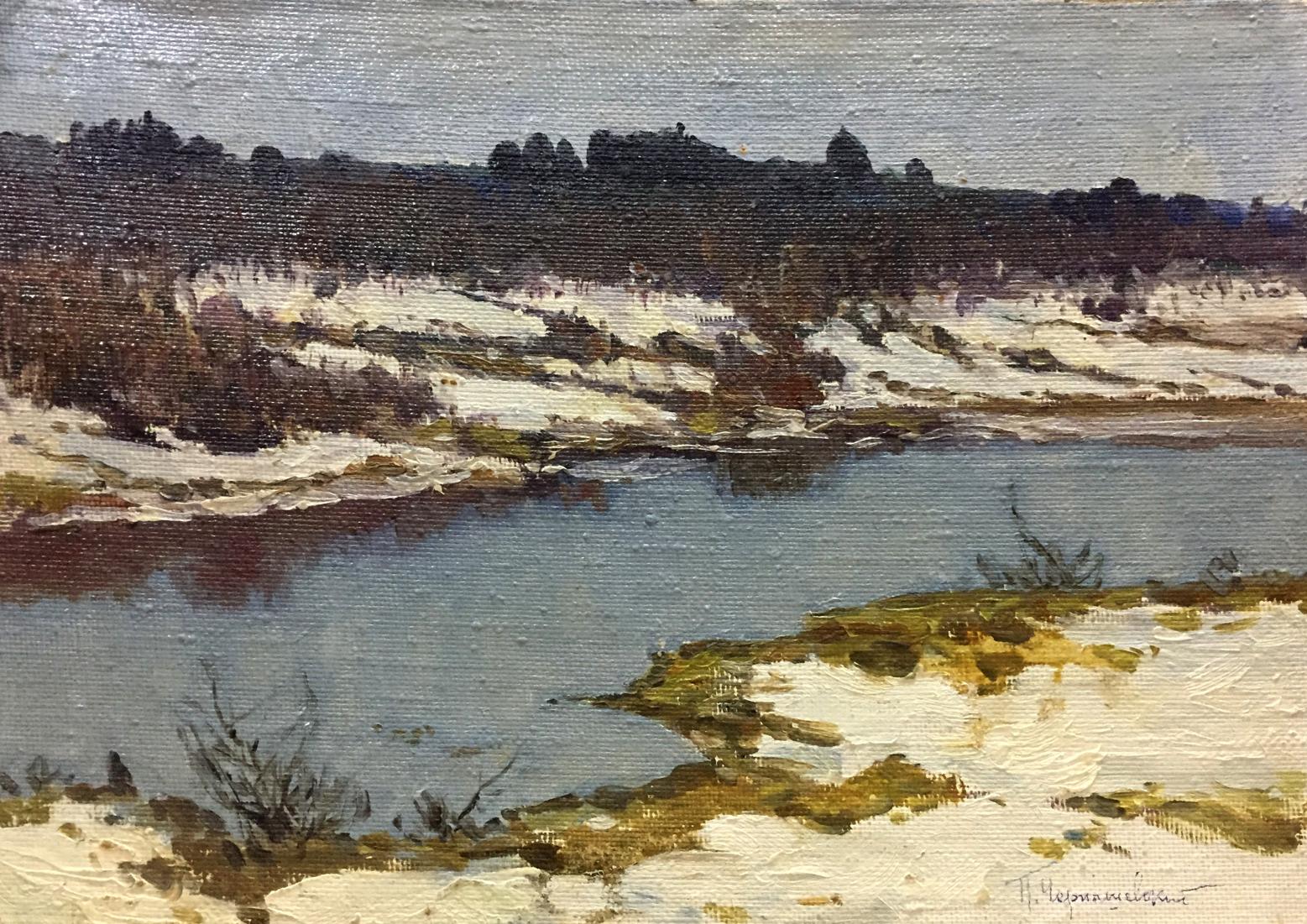 Serene winter oil painting by Chernyshevsky Petr Akimovich