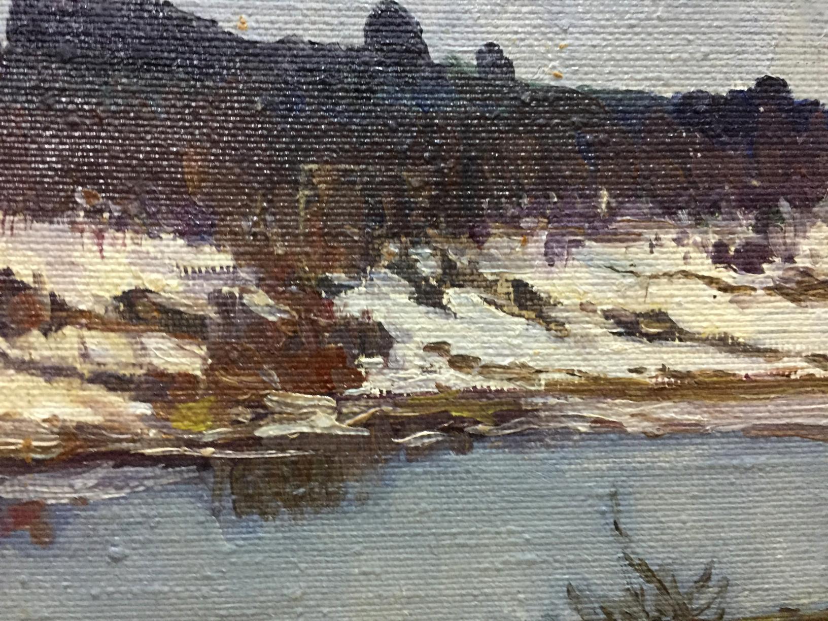 Textured oil painting of snowy landscape by Chernyshevsky Petr Akimovich