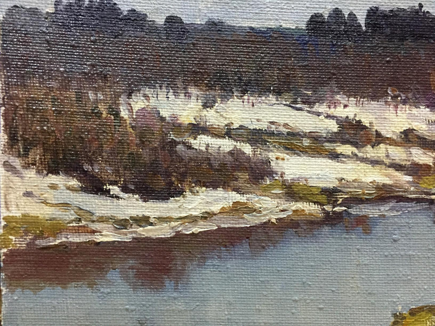 Textured oil painting of snowy landscape by Chernyshevsky Petr Akimovich