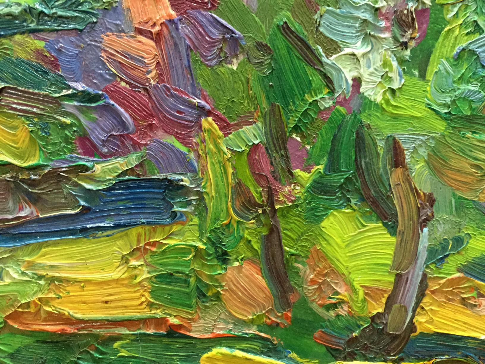 Vibrant impressionist abstract oil painting Green garden by Sergey Dupliy