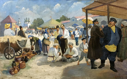 Oil painting of Ilyinsky fair in Romny by Dubinchuk Victor
