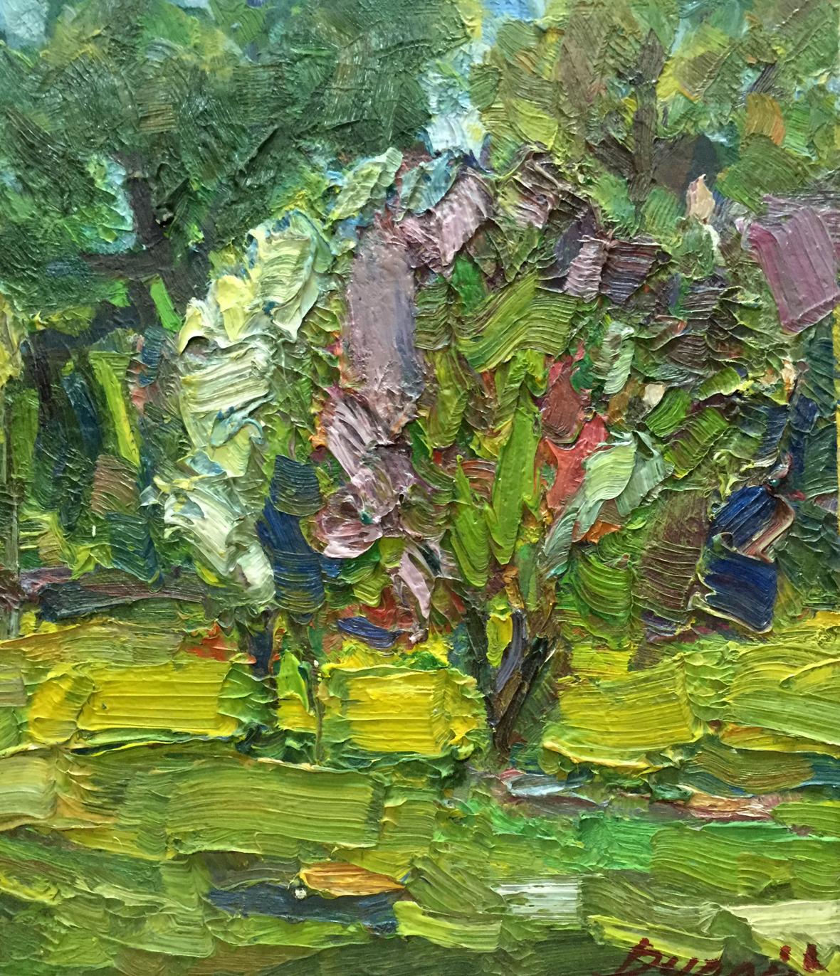 Vibrant impressionist abstract oil painting Tree in Sunlight by Sergey Dupliy