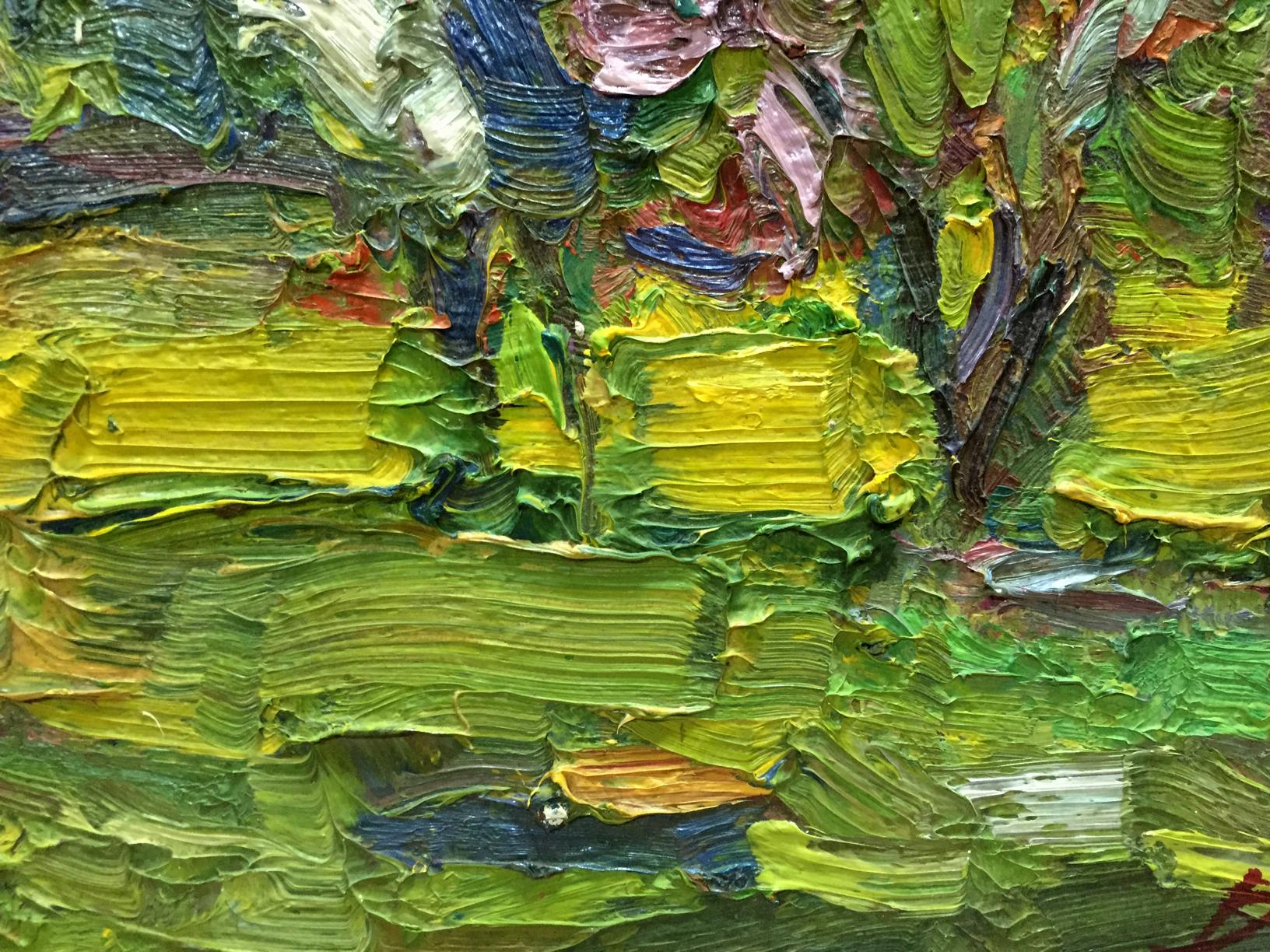 Vibrant impressionist tree in sunlight abstract oil painting by Sergey Dupliy