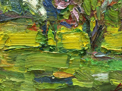 Vibrant impressionist tree in sunlight abstract oil painting by Sergey Dupliy