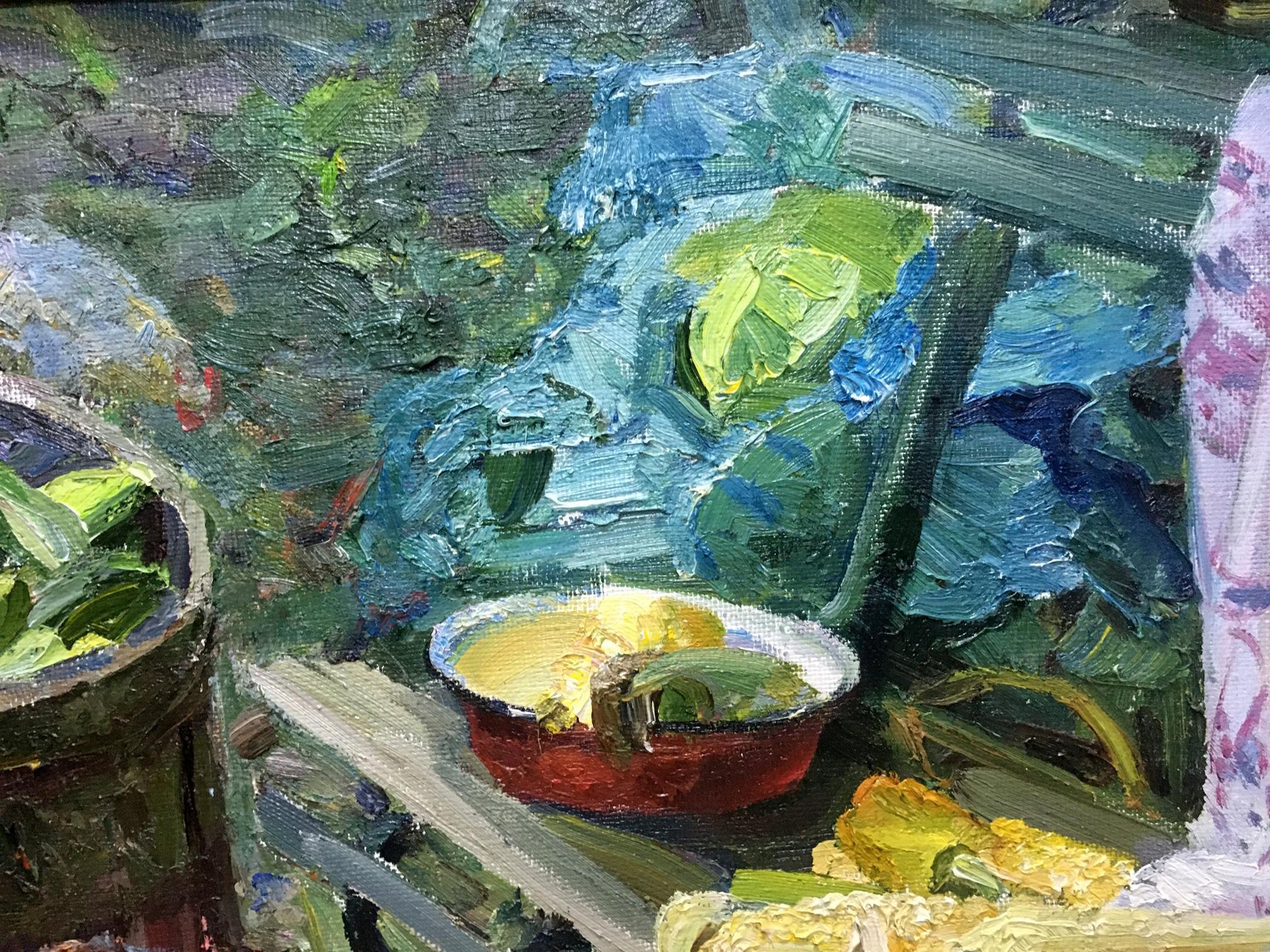 Oil painting Autumn by Zhezher Anatoly Mikhailovich: red bowl with vegetables