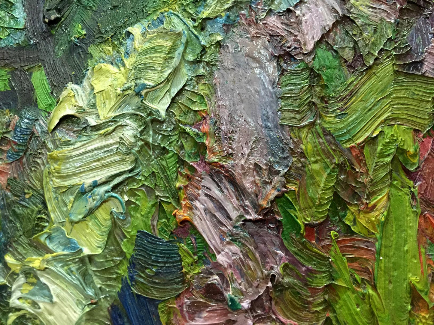 Abstract oil painting Tree in Sunlight by Sergey Dupliy with impasto strokes