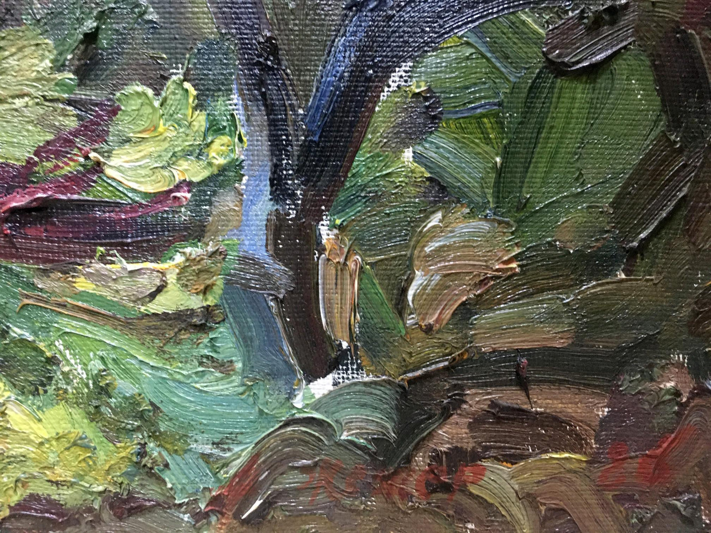 Oil painting Autumn Zhezher by Anatoly Mikhailovich, textured foliage