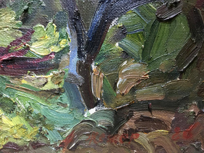 Oil painting Autumn Zhezher by Anatoly Mikhailovich, textured foliage