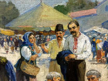 Vibrant oil painting of Ilyinsky fair in Romny by Dubinchuk Victor