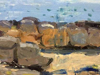 Impasto oil painting Seascape Filippov Z.I. of rugged coastal rocks