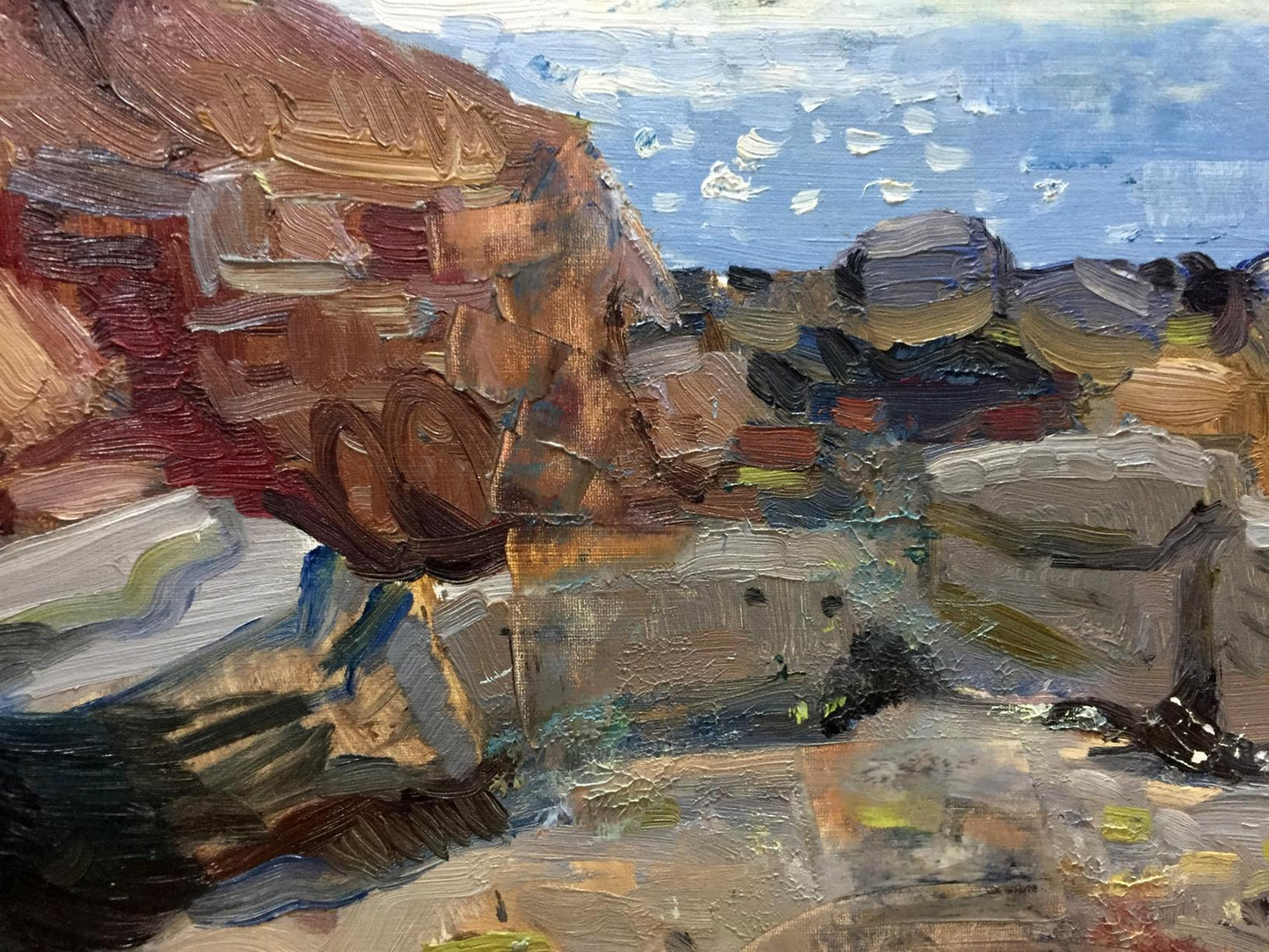 Oil painting Seascape Filippov Z. I. rugged coastal cliffs textured art