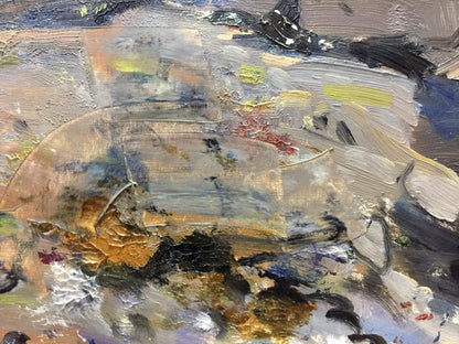 Oil painting Seascape Filippov Z. I. with thick textured brushstrokes in earthy tones