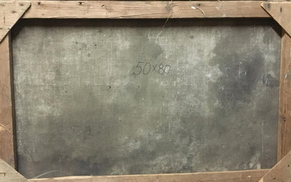 Weathered gray canvas in rustic frame, Ilyinsky fair in Romny by Dubinchuk Victor