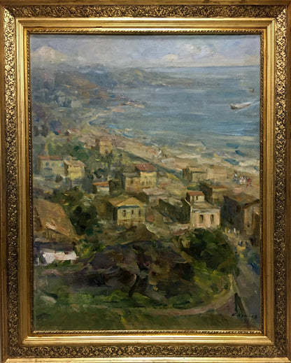 Oil painting of coastal town by Krylov Konstantin Alekseevich