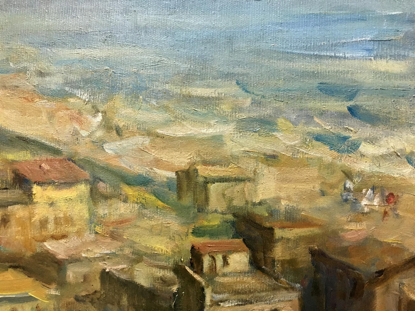 Oil painting by Krylov Konstantin Alekseevich: sunlit coastal town