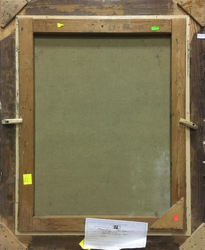 Back of Krylov Konstantin Alekseevich City oil painting canvas with greenish-gray fabric and wood grain