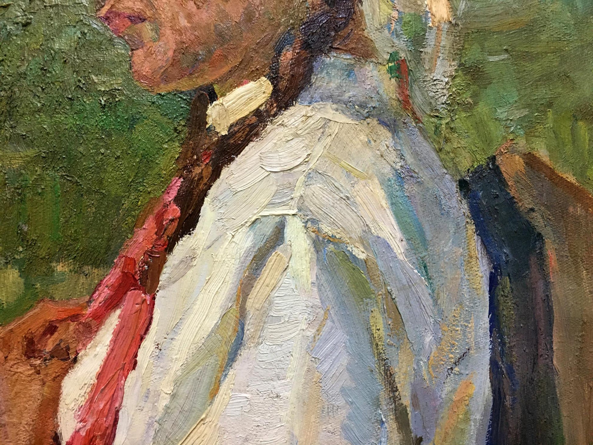 Textured oil painting of woman portrait by Trohimenko Karp Demyanovich