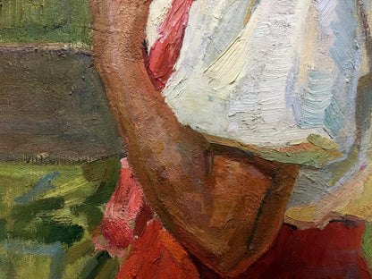 Textured oil painting of woman portrait by Trohimenko Karp Demyanovich