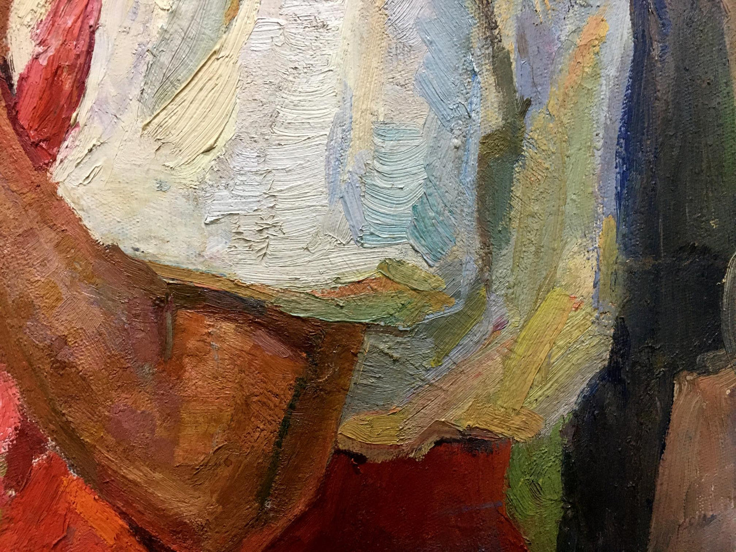 Oil painting of woman portrait by Trohimenko Karp Demyanovich, textured bold strokes