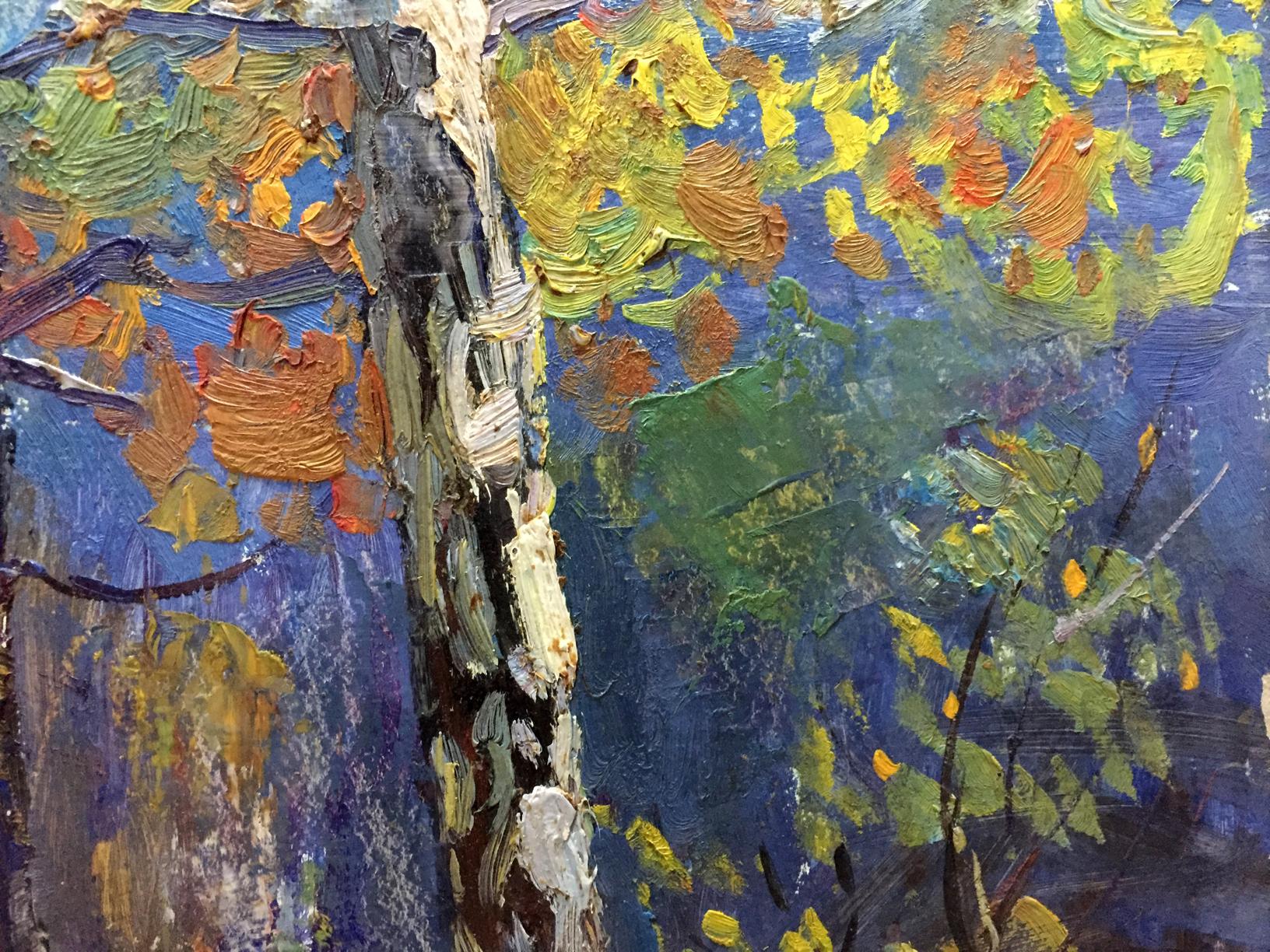Oil painting of birch tree by Gantman Moisey Faibovich