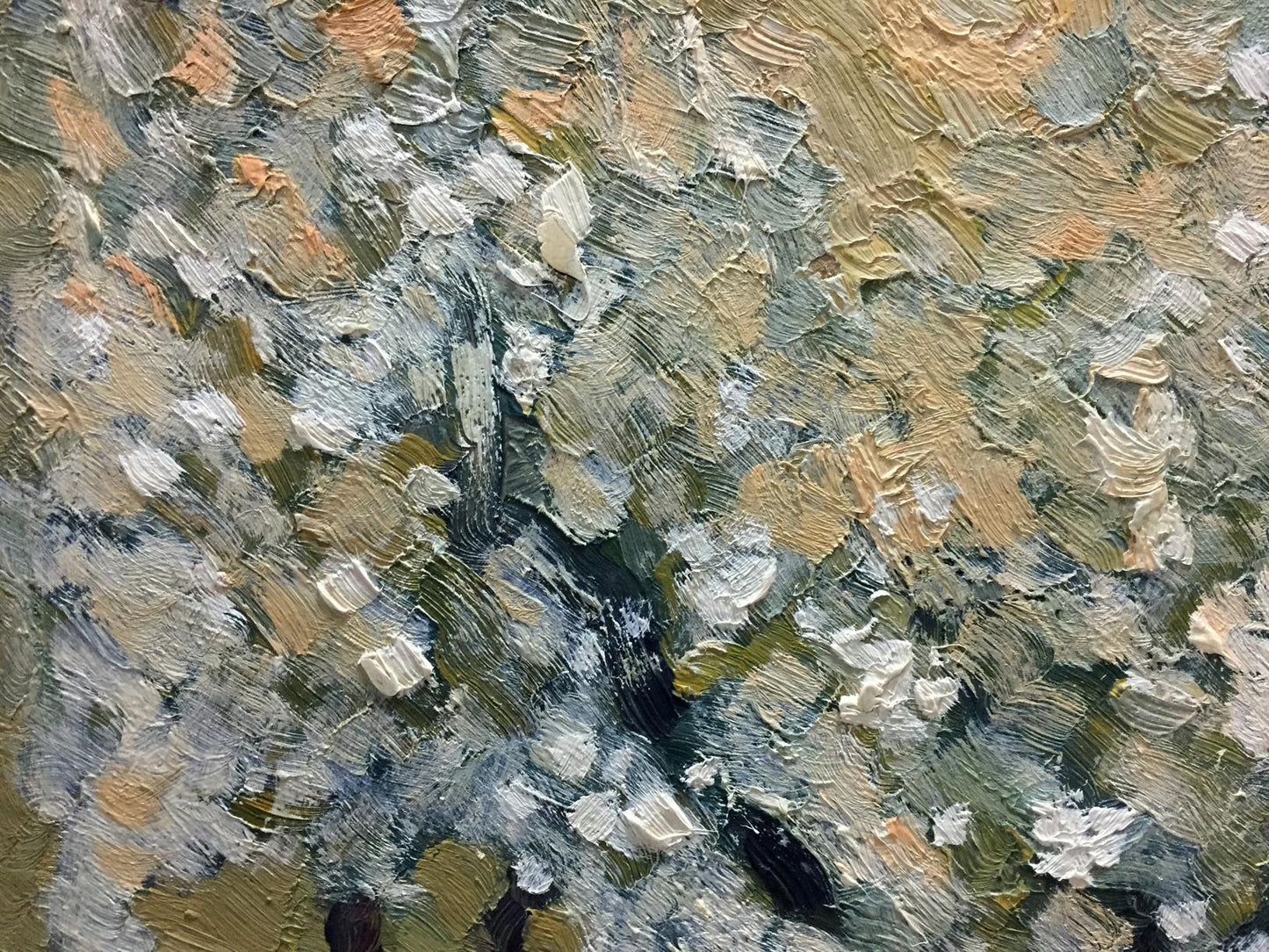 Textured oil painting of trees in the garden by Dupliy Sergey Alexandrovich