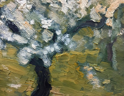 Textured oil painting of trees in garden by Dupliy Sergey Alexandrovich